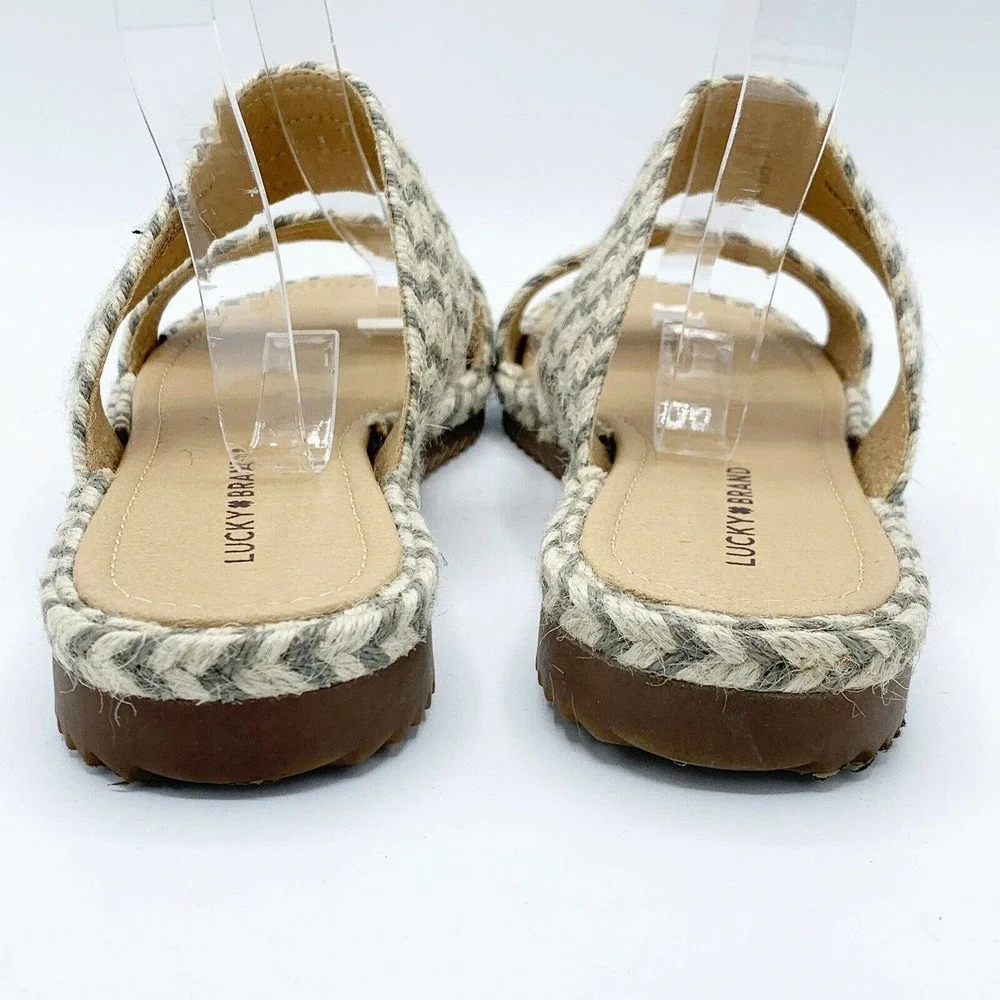 Lucky Brand Sandal Green‎ Decime Espadrille Jute Woven Slide Sandals